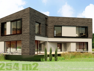 Проект  2 этажный дом плоская кровля,терраса, гараж -ТА